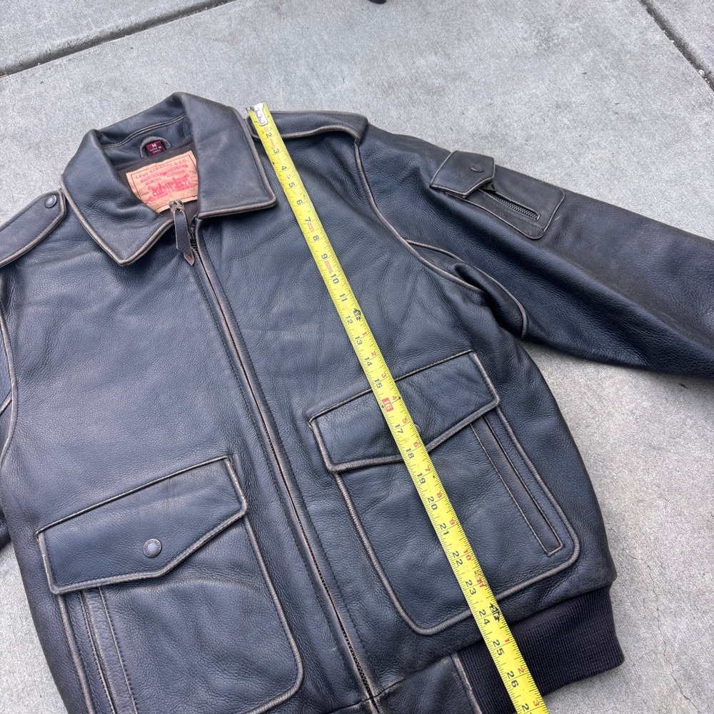 Vintage Levi Strauss Mens Leather Bomber Flight Jacket Brown Size M NWOT - Picture 6 of 8